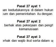 Contoh Perwujudan Dalam Pasal 27 Ayat 2